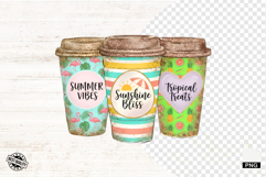 Summer Coffee Cups Png Sublimation - Summer Clipart Product Image 1