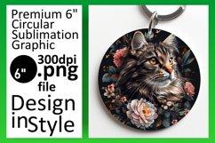 Quirky Funny Feline Sublimation Circle Design Keychain Product Image 1