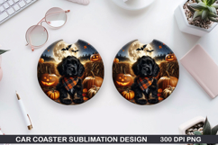 Halloween Dog Car Coaster Sublimation| Halloween Coaster PNG Product Image 1