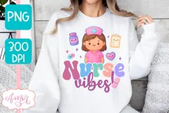 Nurse vibes PNG for Sublimation, Cute Nurse shirt PNG Product Image 3