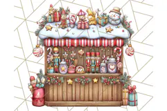 Cozy Christmas Market Stall Clipart PNG, Holiday Art Png Product Image 5