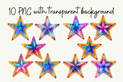 Retro Neon Star Clipart Groovy Disco Christmas PNG Product Image 2