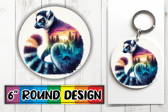 Joyful Circle Keychain Sublimation PNG, Animals Art Product Image 1