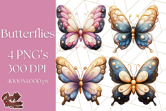 Jewel Toned Butterfly PNG Clipart, Vibrant Butterflies Product Image 1