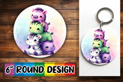 Cheerful Round Design Sublimation PNG, Cute Animals Product Image 1