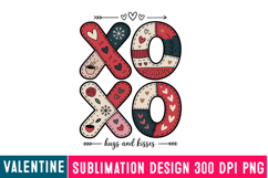 XOXO HUGS AND KISSES Sublimation,Happy Valentine's Day PNG Product Image 1