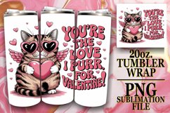 Serene Days 20oz tumbler wrap, Valentines Cat Product Image 1