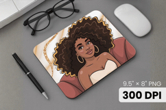 Afro Girl / Woman braided hair Mouse Pad, Black Queen PNG Product Image 1