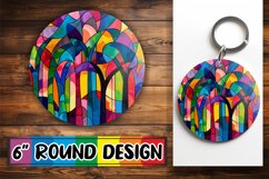 Stunning Tree Stained Glass Wrap PNG Round Design Product Image 1