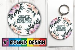 Joyful Circle Coasters Sublimation, Flower Quote Product Image 1