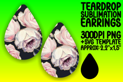 Unique Teardrop Earrings Template PNG , Flower Pattern Product Image 1