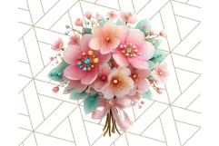 Pastel Flower Bouquet PNG Clipart, Elegant Floral Art Product Image 5