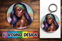 Bright Circle Keychain Design PNG, Afro Girl Product Image 1