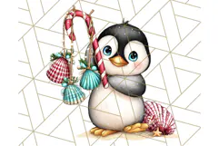 Christmas Penguins The Beach Clipart PNG, Tropical Holiday Product Image 5
