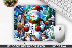Snowman Mouse Pad Sublimation, Christmas Mouse Pad PNG Product Image 1