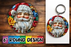 3D Santa Round Design Keychain PNG Winter Holiday Product Image 1