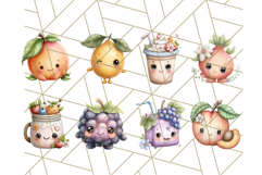 Fruit Doodles Clipart, Cute Cartoon Fruit PNG, Kawaii Food Product Image 5