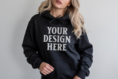 Black Gildan 18500 Hoodie Mockup, G18000 Hoodie Model mockup Product Image 1