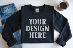 Black Gildan 18000 Folded Flat Lay Mockups Product Image 1