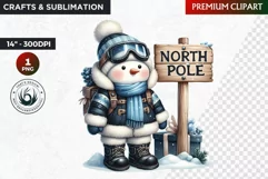 Blue Festive Snowman Clipart, Christmas PNG, winter clipart Product Image 1