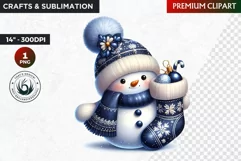 Blue Snowman stocking Clipart,Christmas PNG,winter clipart Product Image 1