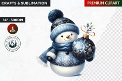 Blue Snowman with bauble png,Christmas PNG,winter clipart Product Image 1