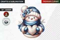 Christmas Snowman with heart clipart,Christmas png Product Image 1