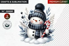 Blue Festive Snowman Clipart, Christmas PNG, winter clipart Product Image 1
