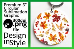 Cozy Autumn Round Design with Watercolor Keychain Product Image 1