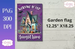 Halloween garden flag sublimation PNG, Haunted home PNG Product Image 2