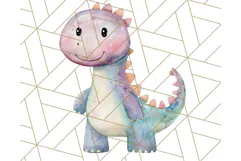 Watercolor Dinosaur and Rainbow PNG Clipart, Baby Nursery Product Image 5