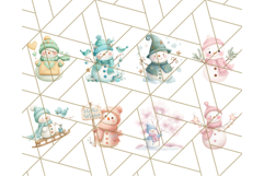 Pastel Snowman Clipart PNG, Cute Soft Winter Graphics Product Image 5