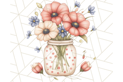 Flowers in Glass Jars PNG, Rustic Floral Watercolor Clipart Product Image 5