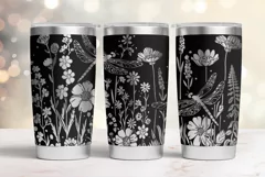 20oz Tumbler laser svg wrap| Wildflowers and Dragonflies Product Image 1