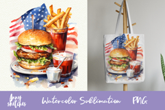 American Burger and Fries Sublimation 4th of July PNG Product Image 1