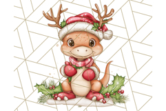 Christmas Dinosaur PNG Clipart, Cute Dino Holiday Art Png Product Image 5