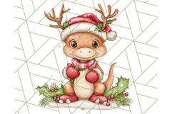 Christmas Dinosaur PNG Clipart, Cute Dino Holiday Art Png Product Image 5