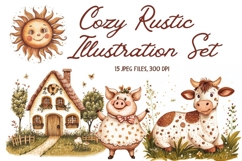 Whimsical Fantasy Boho Village Clipart, Cozy Rustic Arts Product Image 1