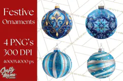 Christmas Ornaments Clipart PNG, Realistic Holiday Ornaments Product Image 1