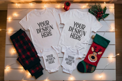 Christmas Family Matching Flat Lay T-Shirt Mockups Product Image 1