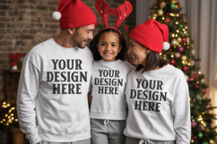 Christmas Family Matching T-Shirt Mockups | Holiday Group Product Image 1