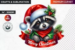 Christmas raccoon clipart , winter clipart, christmas png Product Image 1