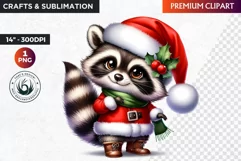 Christmas raccoon clipart , winter clipart, christmas png Product Image 1