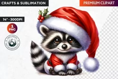 Christmas raccoon clipart , winter clipart, christmas png Product Image 1