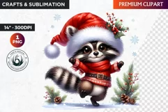 Christmas raccoon clipart , winter clipart, christmas png Product Image 1