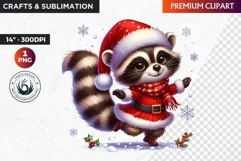 Christmas raccoon clipart , winter clipart, christmas png Product Image 1