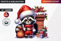 Christmas raccoon clipart , winter clipart, christmas png Product Image 1