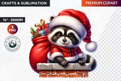 Christmas raccoon clipart , winter clipart, christmas png Product Image 1