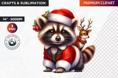 Christmas raccoon clipart , winter clipart, christmas png Product Image 1