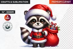 Christmas raccoon clipart , winter clipart, christmas png Product Image 1
